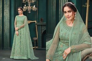 Robe africaine longue pour mariage, tenue de guerre indienne en filet lourd, combinaison Anarkali pour guerre salourse - Product Image 4