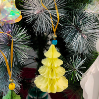 Mini Adornos de Papel para Árbol de Navidad, Decoración Colgante Amarilla y Verde para Decoración de Árboles Navideños