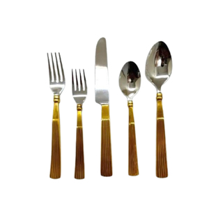 Metal de acero inoxidable pulido brillante con juego de cubiertos de acabado dorado para cocina, hoteles, restaurantes de La India - Product Image 1
