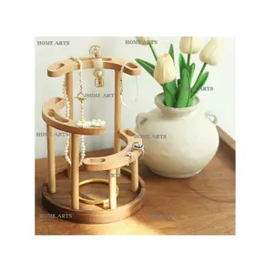 Finest Quality 3 Tier Necklace Hanging Wood Tray 9 Earrings Holes Jewelry Display Stand For Wholesale Supplier