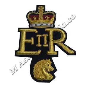 Pakistan intera vendita produttore E ll R corona E cavallo filo d'oro British Regiment Cut out Badge |