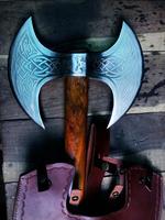 Hache de camping viking artisanale personnalisée, hache tactique de survie en acier inoxydable, double lame de 22 pouces, manche en bois multifonctionnel, OEM