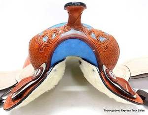 Ensemble de selle anglaise durable de qualité supérieure pour baril de course Western Horse Tack différentes couleurs et tailles 14 '-18' en cuir véritable - Product Image 5