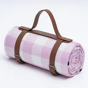 Extra Large Plaid Picnic Outdoor Blankets 79"*79" Picnic Mat Tote For Camping Travelling On Grass Waterproof Sand-proof