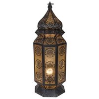 Lampe lanterne sur pied noire et or, Style marocain, artisanal, décoratif, nouveau modèle,