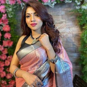 Tela Jacquard para mujer, tejido de color rosa melocotón con borde negro, trabajo en Saree con Contras, blusa para mujer de real Export - Product Image 4