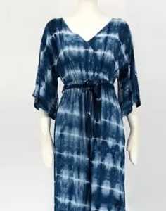 Venta caliente Casual Tie Dye Romper Jumpsuit para mujer cuello en V patrón Floral pantalones de pierna ancha sueltos cintura Natural transpirable playa - Product Image 2