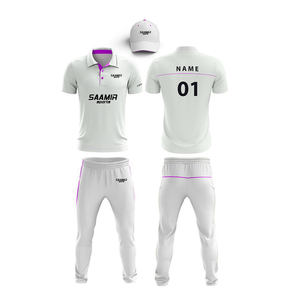 Custom <b>White</b> <b>Cricket</b> Uniform Kit with Custom Design and Logo Tshirt and <b>Trouser</b> in Unique Colors - Product Image 2