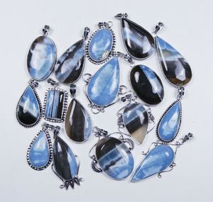 Gema de ópalo azul Natural, colgante de joyería Chapado en plata - Product Image 3