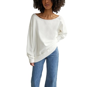 เสื้อแขนยาวผ้าฟลีซแบบสวมหัวสำหรับผู้หญิงเสื้อสเวตเตอร์ผ้าฝ้ายสีทึบโลโก้ออกแบบได้ตามต้องการ - Product Image 1