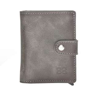 Handmade Slim <b>RFID</b> Blocking Genuine Leather Bifold <b>Wallet</b> Minimalist Design Card Holder <b>for</b> <b>Men</b> Women Bouletta Button Cards - Product Image 1