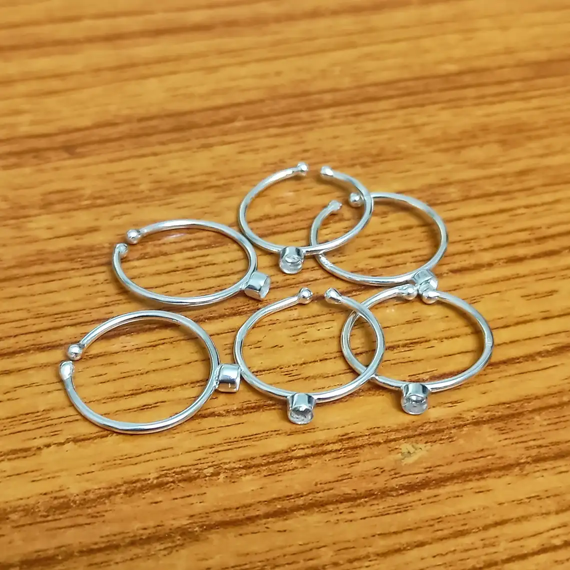 4 MM lunetta rotonda apribile anelli semplici regolabili 925 Sterling Silver Solid Tiny Band Ring componente vuoto tazza fai da te gioielleria raffinata