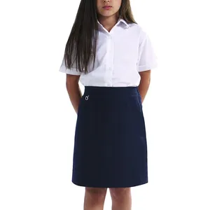 Venta al por mayor nuevo estilo de moda de verano de primaria de la escuela de niñas uniforme/verano dos piezas niñas camisa blanca negro falda conjuntos uniforme