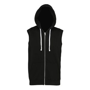 New Arrival Sleeve Less <b>Men</b> Zipper up Hat Neck Solid Colored <b>Hoodie</b> - Product Image 3