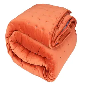 Soft dots design brunt orange comforter set machine quilting pattern bedspread duvet cover