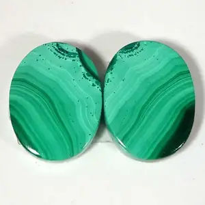 Pedras preciosas de cabochão de malaquita lisa e oval para uso em joalheria, o melhor preço 100% natural