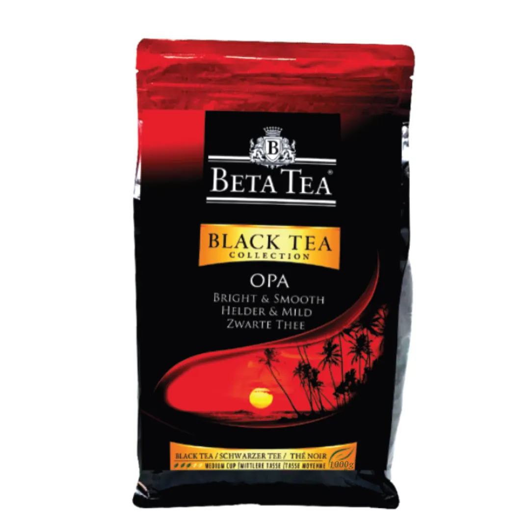 उच्च गुणवत्ता शुद्ध सीलोन काली चाय बीटा चाय Opa नरम पैक 1000 ग्राम ढीला सीलोन काली चाय ज़िपित Doypack सस्ते कीमत