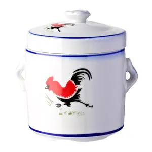 High Quality Fine Elegant and Durable Oriental Design Style Rooster 450Cc Porcelain Steam Pot Kitchen Ceramic Pots