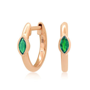 Genuine Marquise Shape Genuine Ruby Gemstone Lever Back <b>Huggie</b> Hoop <b>Earrings</b> Manufacturer Wholesale Jewelry - Product Image 3