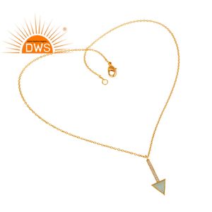 925สเตอริ่งเงินธรรมชาติสร้อยคอหินอัญมณีทรงสามเหลี่ยมพลอยสีตัด18K เครื่องประดับชุบทอง18K สำหรับผู้หญิง - Product Image 2