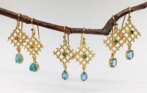 Pendientes de plata de ley 925 con topacio azul y turmalina, pendientes con gema de piedra lunar, chapado en oro y plata - Product Image 5