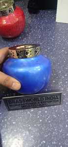 Lampe à thé bleue en aluminium avec patte d'animal de compagnie gravée, fournitures d'urne de crémation pour animaux de compagnie par Brassworld inde - Product Image 6