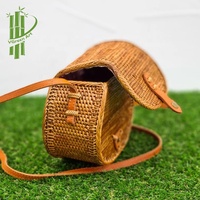 Tas Selempang Rotan Grosir VIETNAM, Tas Tangan Setengah Lingkaran Bambu untuk Wanita, Tas Pantai Liburan Musim Panas