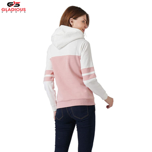 Gladious Sports <b>Women's</b> Color Block Hoodie Pink <b>White</b> Cotton Sweatshirt Regular Fit Hoodie - Product Image 3