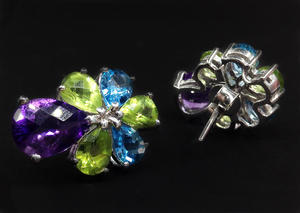 Boucles d'oreilles en argent Sterling 925, boucles à clous en forme de goutte de perle plaqué argent, ajustables et à la mode De pierres précieuses À La Mode et Charme Boucles D'oreilles - Product Image 4