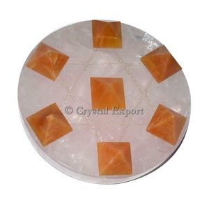Pirámides Curativas de Cuarzo Rosa con Cuarzo Dorado - Product Image 1