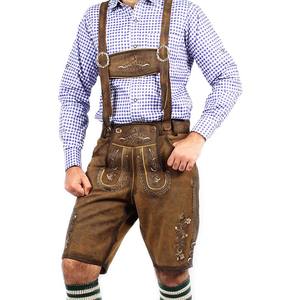 Traje Tradicional Alemán Auténtico para Oktoberfest, Pantalones Cortos Bávaros de Cuero Genuino Bordado Vintage Unisex - Product Image 1