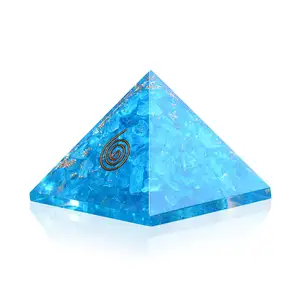 Aquamarine crystal orgone pyramid with copper