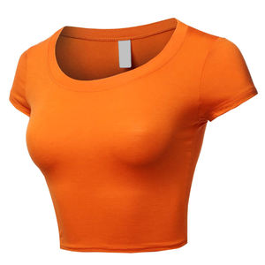 Plain Fashion <b>Turtle</b> <b>Neck</b> Short Sleeve Blank Crop Top <b>Shirts</b> 2021 Spring Sexy Women Clothing Fitted Tops <b>T</b>-<b>Shirt</b> for Ladies - Product Image 5