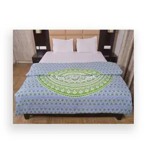 ผ้าคลุมเตียงผ้าฝ้าย Boho Doona,ปลอกผ้านวมแมนดาลาโบฮีเมียนชาติพันธุ์ขายส่งขนาด90X108นิ้ว