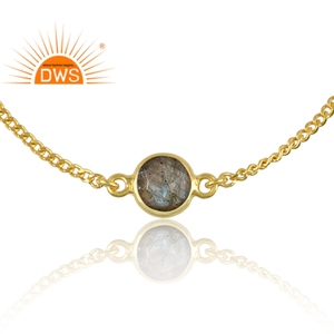 Bracelet en argent sterling plaqué or avec pierre précieuse naturelle labradorite, best-seller 2026, pour femmes, fabricant de bijoux - Product Image 2