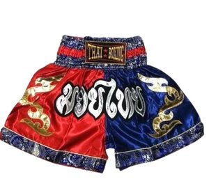 NOUVEAU SHORT DE MMA ET DE BOXE ARTS MARTiaux, VÊTEMENTS DE SPORT, DE LUTTE ROUGE-BLEU PERSONNALISABLE, UNISEXE ADULTES, POLYESTER/SPANDEX, IMPRESSION PAR SUBLIMATION - Product Image 1