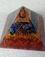 Pyramide d'Orgonite Sept Chakras en Agate, Faite à la Main, Écologique, Protection EMF, Porte-Bonheur, Décoration d'Intérieur, Vente en Gros