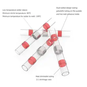 200 peças awg 22-18 vermelho 2x rápido, conectores elétricos impermeáveis fáceis e eficazes, de termo, selador, conector de fio