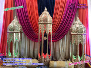 Lampes marocaines en fibre blanche de style luxe moderne pour la décoration de mariage et de passerelle - Product Image 3