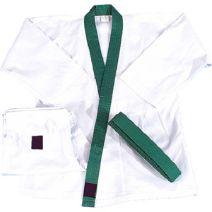 Uniforme d'entraînement de combat de karaté blanc avec ceinture verte - Product Image 1