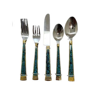 Cuchillo de Metal de Acero Inoxidable, Cuchara, Tenedor con Cubiertos de Mano de Madera para Cocina, Hoteles, Restaurante Utensilio de Lujo - Product Image 6