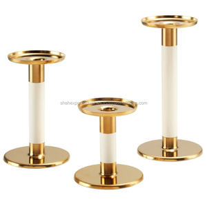 Good Looking Metal Taper <b>Candle</b> Holder Combination of White & Gold for Candlelight <b>Dinner</b> Home & Wedding Decor - Product Image 2