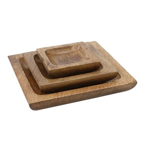 Plateau de service rectangulaire en bois, design minimaliste et solide, vaisselle et assiettes durables - Product Image 5