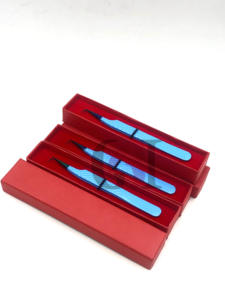 แหนบต่อขนตา90องศาทำจากสเตนเลสสตีลเคลือบผงสีฟ้าพร้อมปลายสายรุ้ง - Product Image 4