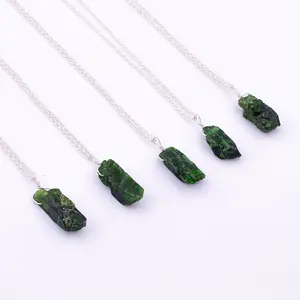 Faszinierende Diopside Anhänger Halskette Sterling Silber Halsketten Natural Ethnic Silver Plated