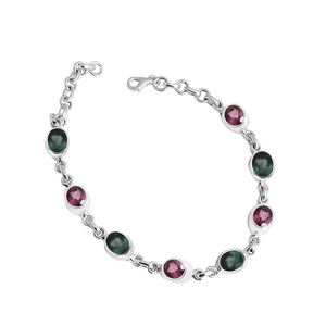 Pulsera de Plata de Ley 925, piedra preciosa multiturmalina, forma ovalada, oro, plata, chapado en rodio para regalo de fiesta de boda, estilo moderno - Product Image 3