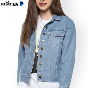 Venta al por mayor personalizada Denim Jersey Bomber Chaqueta de punto para mujer al aire libre abrigo chaqueta de mujer Alemania primavera - Product Image 1