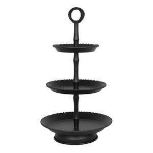 Support à gâteau enduit de poudre noire cuisine et dessus de Table supports à gâteau modernes et serveurs de gâteau pour les mariages - Product Image 1