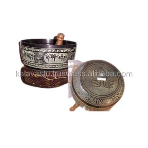 Bol chantant tibétain en aluminium Kalavastu S B AL11, gravé à la main, décoratif, en métal blanc, bols chakra - Product Image 4