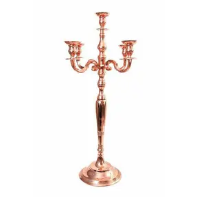 Elegant Rose Gold Metal Candle Holder Latest Design Home & Restaurant Hotel Decor Quality <b>Candelabra</b> for Weddings - Product Image 1
